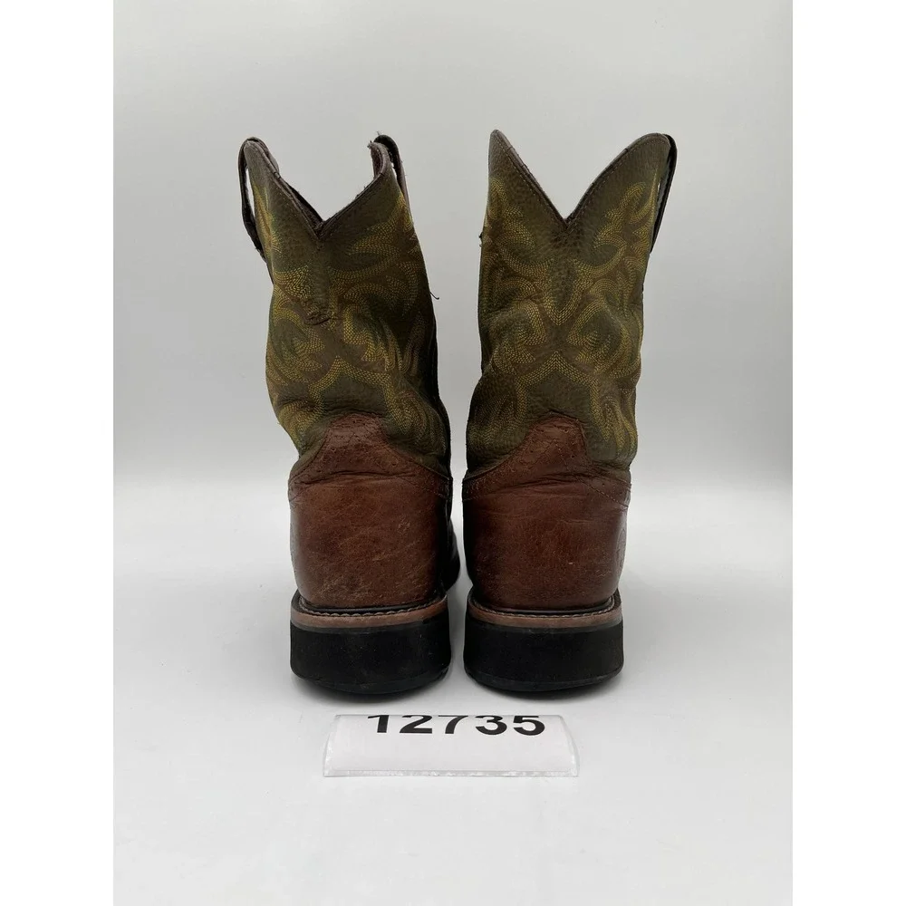 Justin Wide Steel Toe Stampede Work Boots Mens 11.5EE Brown Leather Wk4688